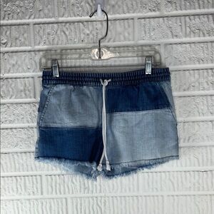 Aerie Patchwork Denim Drawstring Women’s Shorts - Blue